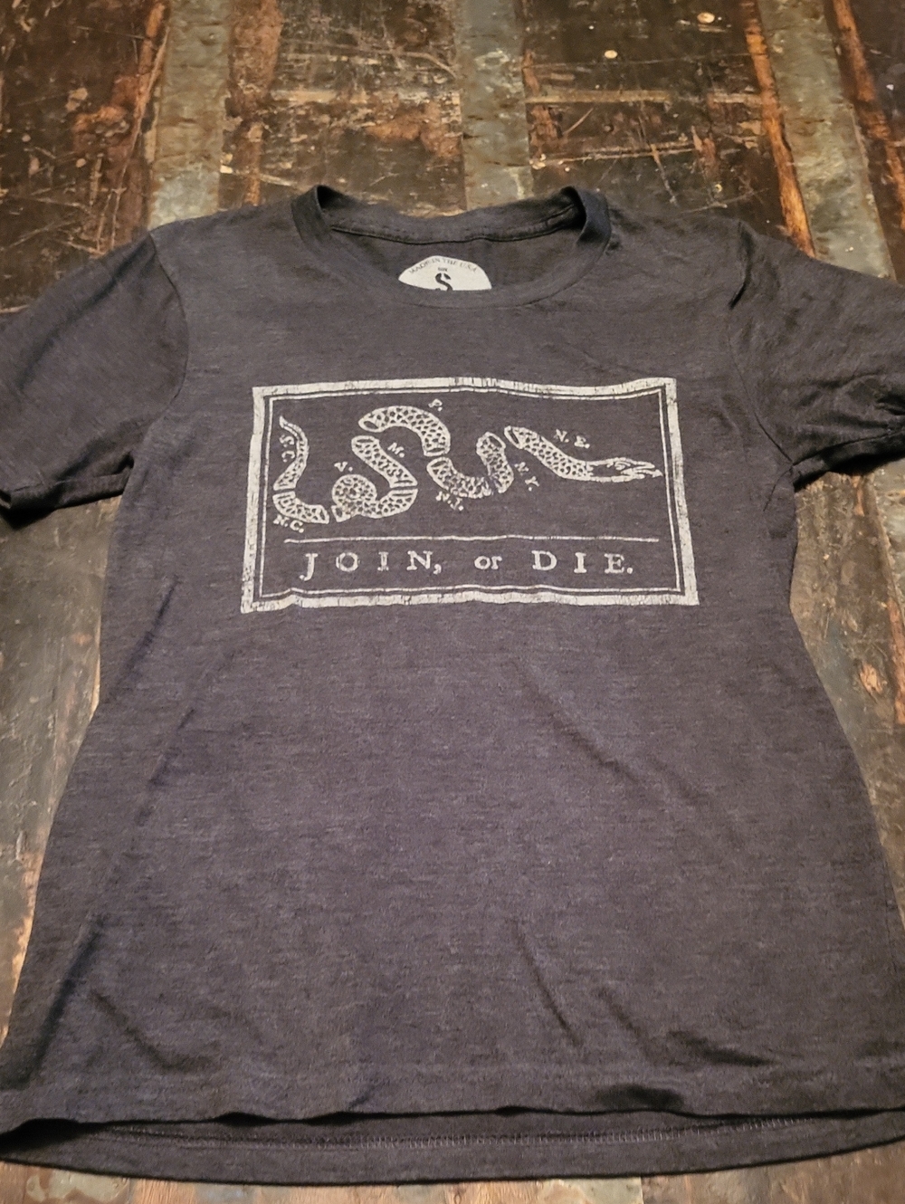 Join, or Die Graphic Short Sleeve Tee - Navy (Unbranded)